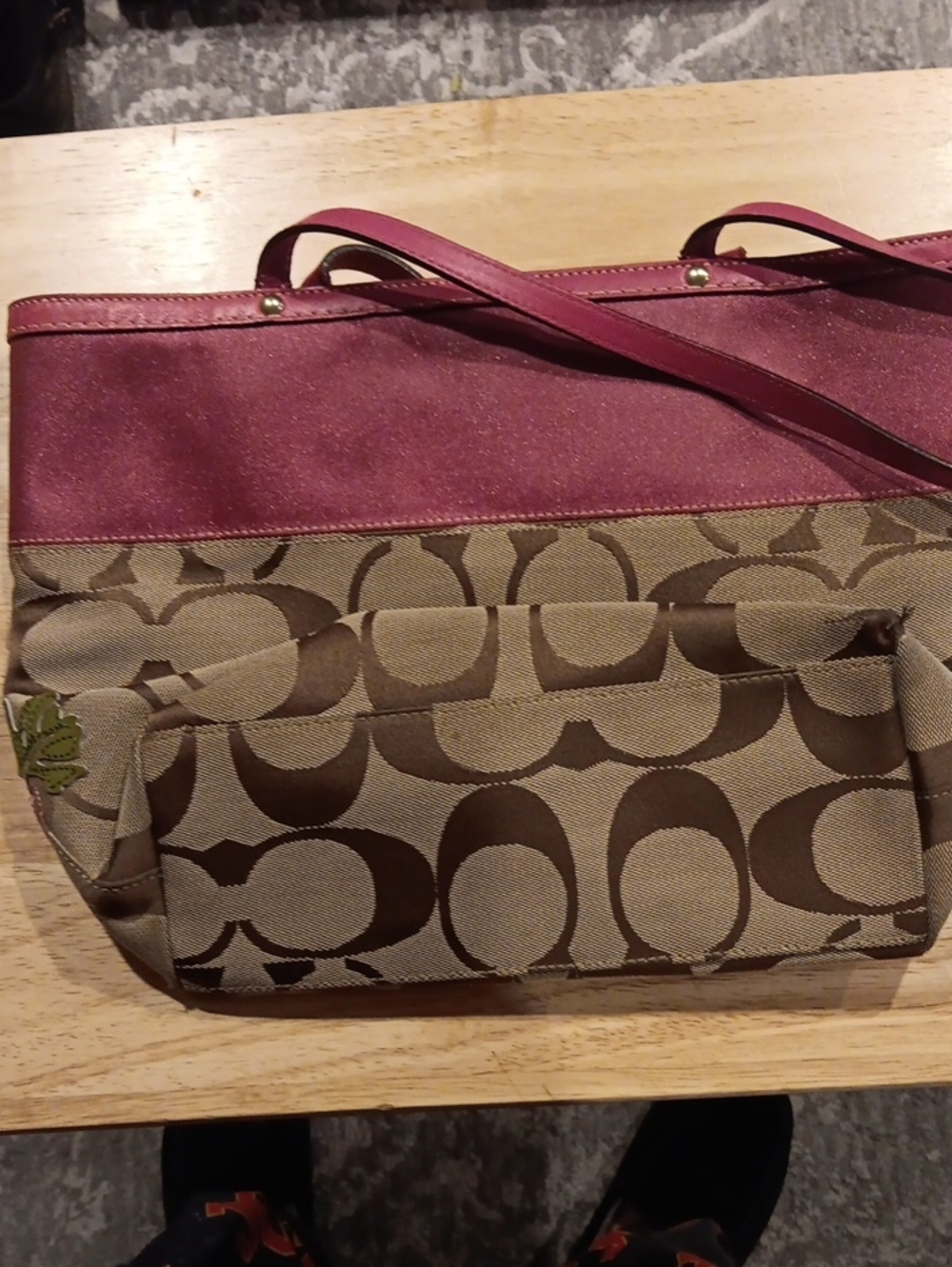Vintage 2008 Coach Signature Stripe Floral Appliqué Tote Bag – Style 12204 (Rare - Picture 5 of 6